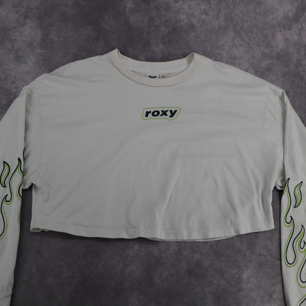 Roxy Kelia Flame Sleeve Crop Top Long Sleeve White Y2K Size M - Picture 4 of 15